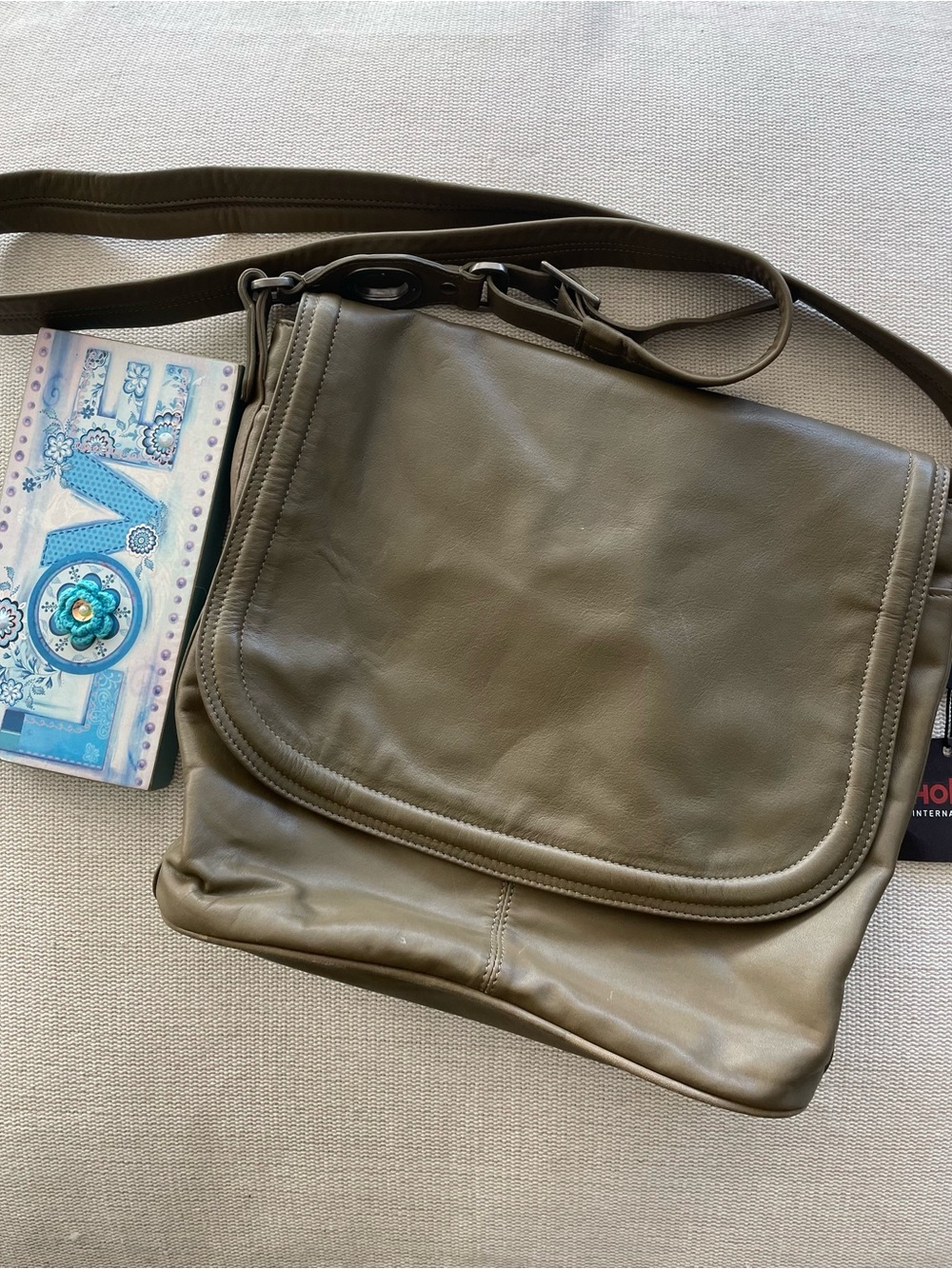Hobo International Olive Green Leather Commuter Messenger Boho Bag Unisex